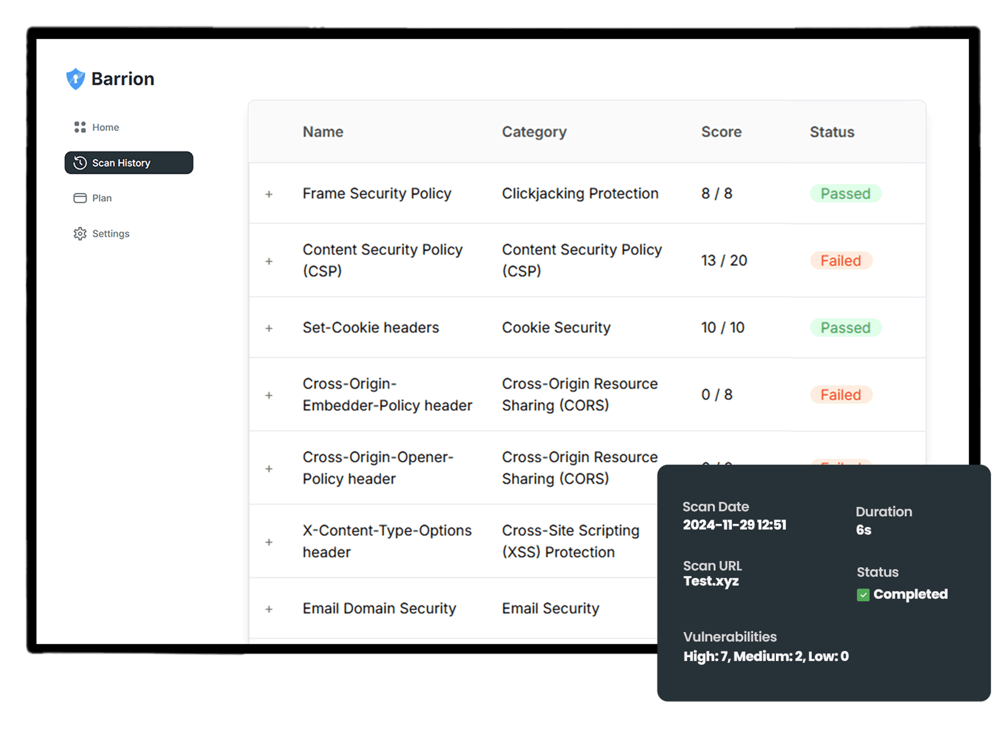 Barrion dashboard preview