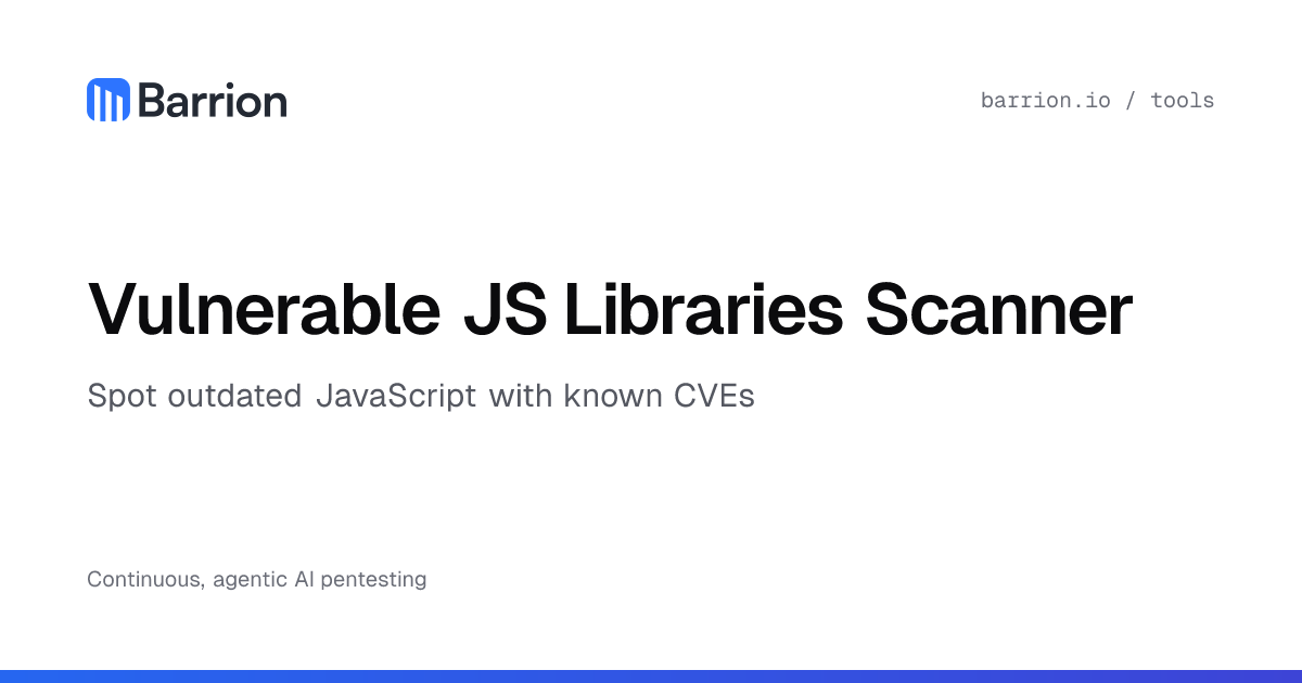 Free JS Library CVE Scanner: jQuery, React & More | Barrion